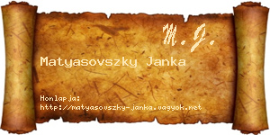 Matyasovszky Janka névjegykártya